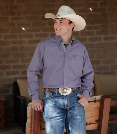 Men's Cinch Lavender & Striped Button Up