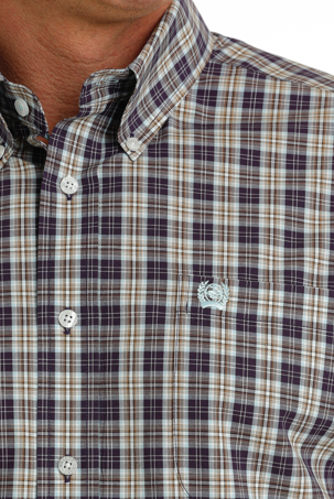 Men's Cinch Plaid and White Short Sleeve Button Up