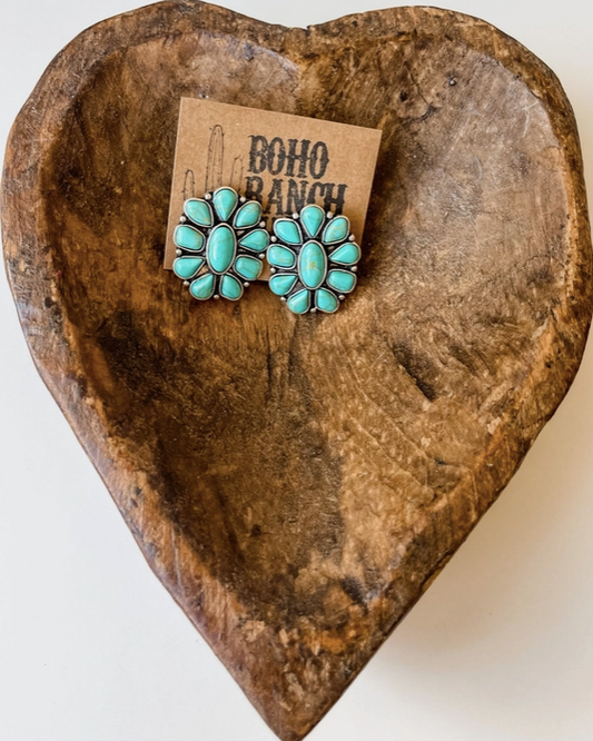 Concho Stone Studs Earrings