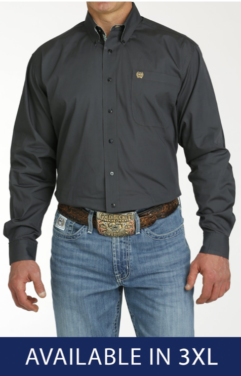 Men's Cinch Solid Button Up-Charcoal