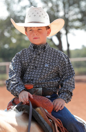 Boys Cinch Long Sleeve Button Up-Black Printed