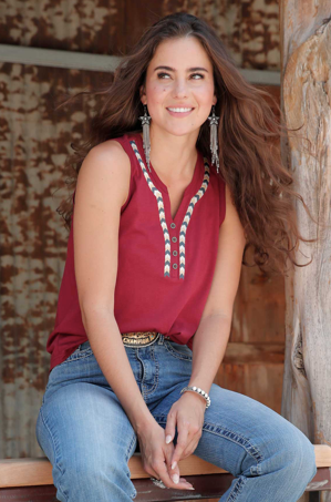 Womens Cinch Burgundy Knit Tank