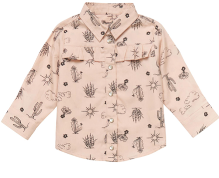 Wrangler West Little Girls Pearl Snap- Cacti Pink