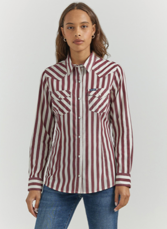 Wrangler Western Snap Shirt -Wine