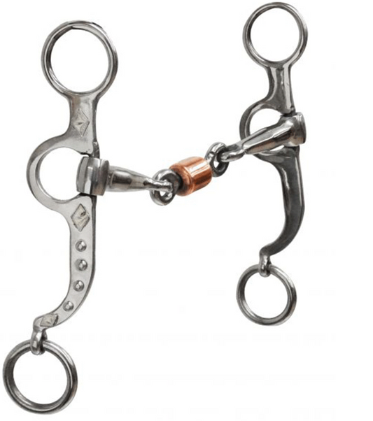 Stainless steel Argentine snaffle bit with copper roller