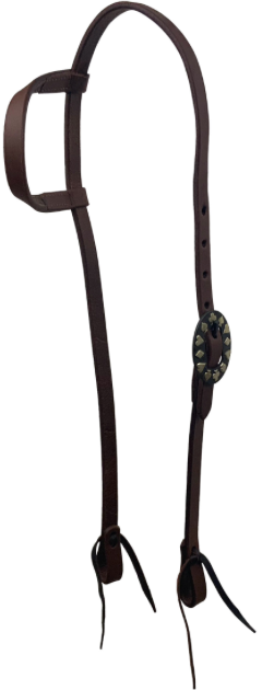 Oiled Harness Single Ear Headstall With Black Jack Buckle
