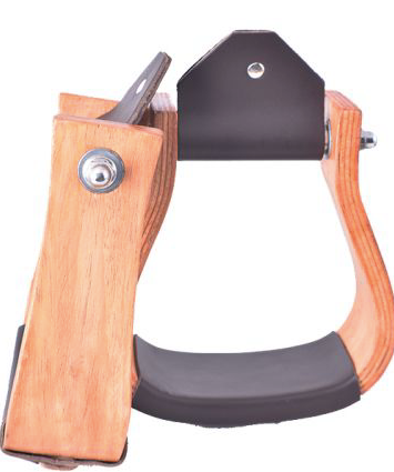 Curved Ashwood wooden stirrup with leather tread