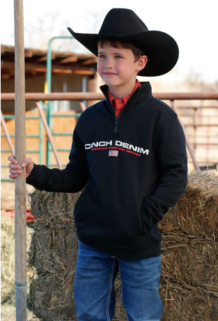 Boy's Cinch Denim Quarter Zip Pullover