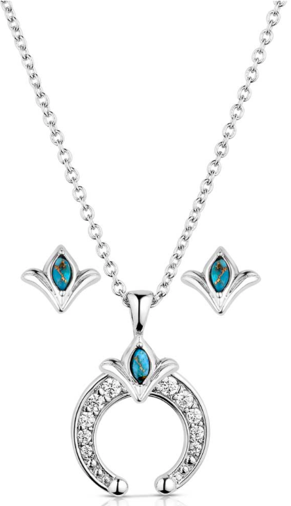 Montana SilverSmith- Simple Squash Blossom Crystal Jewelry Set