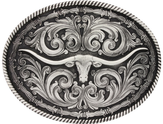 Rope and Barbed Wire Longhorn Classic Impressions Attitude Buckle