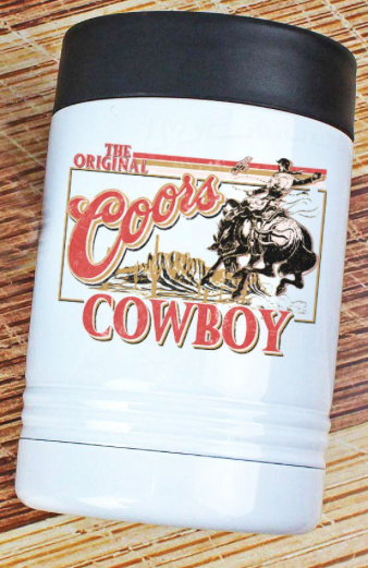 COORS COWBOY STAINLESS STEEL HUGGER 12OZ