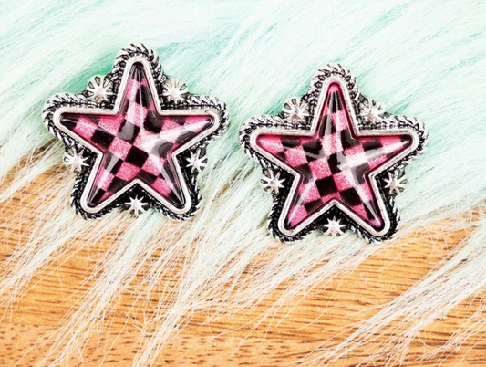 Fuchsia Check The Stars Earrings