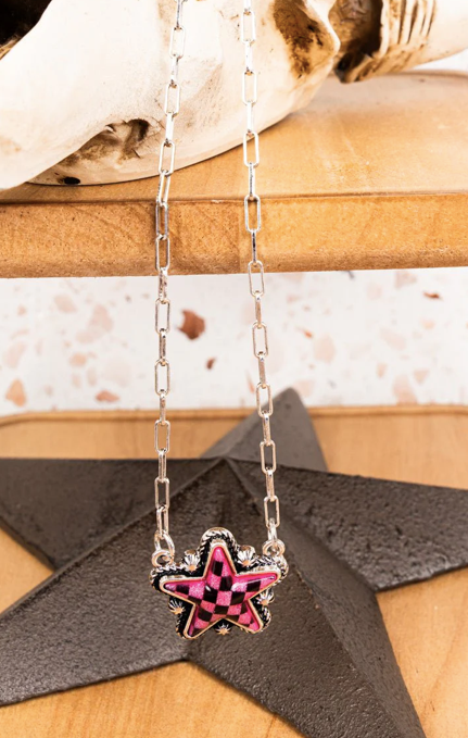 Fuchsia Check The Stars Necklace