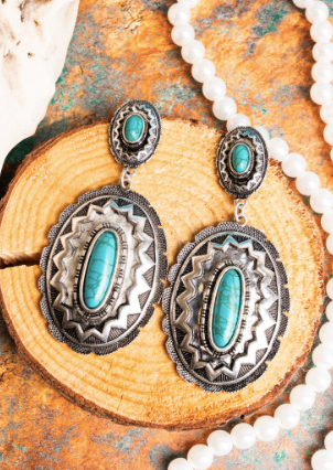 Turquoise & Silvertone Earrings
