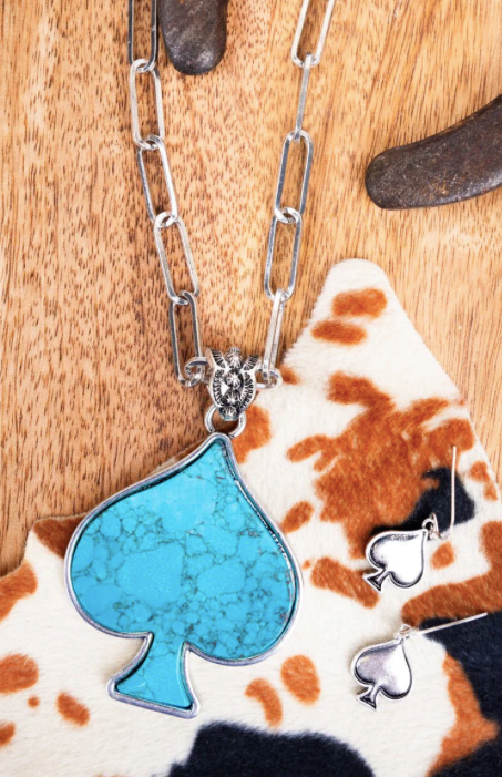 Power in Spades Turquoise Necklace & Earring Set