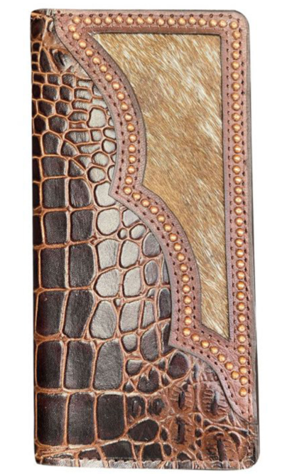 Light Brown Men's Wallet with hair on cowhide inlay