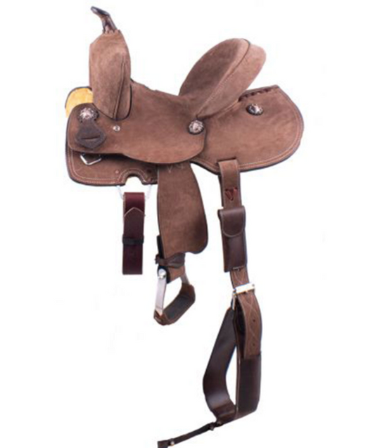 Double T Youth Hard Seat Barrel Style Saddle with Extra Deep Seat- 12”