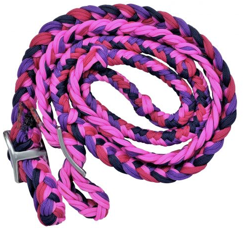 Showman Braided nylon barrel reins with easy grip knots