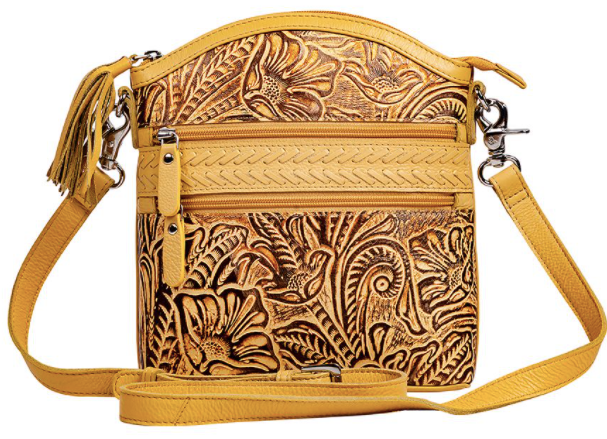 Clarendon Embossed Leather Bag in Yellow