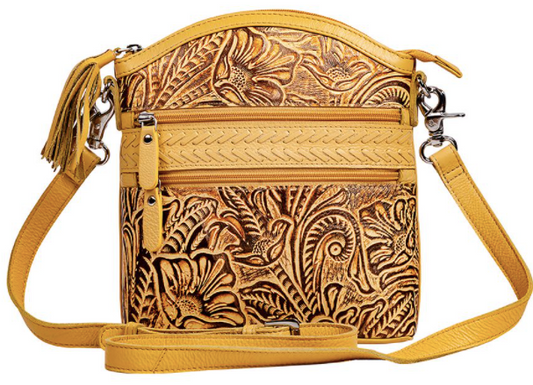 Clarendon Embossed Leather Bag in Yellow