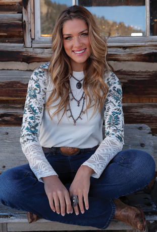 Cruel Denim Knit Top- Cream