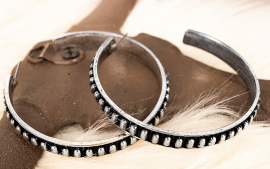 Cripple Creek Silvertone Hoop Earrings