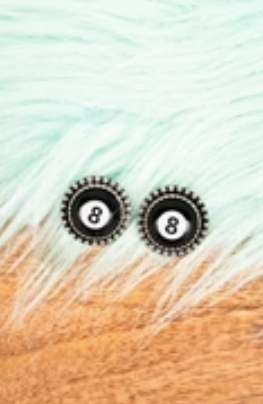 Call The 8 Ball Silvertone Earrings
