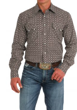 Men's Cinch Patterned and Pearl Snapped Long Sleeve