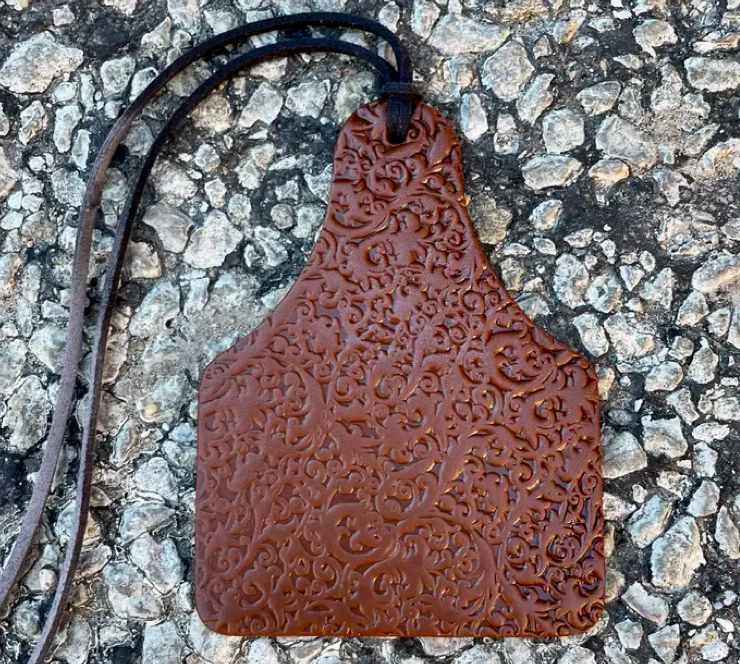 Scroll Cow Tag Air Flair- Leather