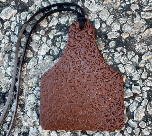 Scroll Cow Tag Air Flair- Leather