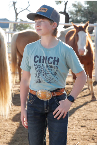 Boy's Cinch Rodeo Tee-Teal