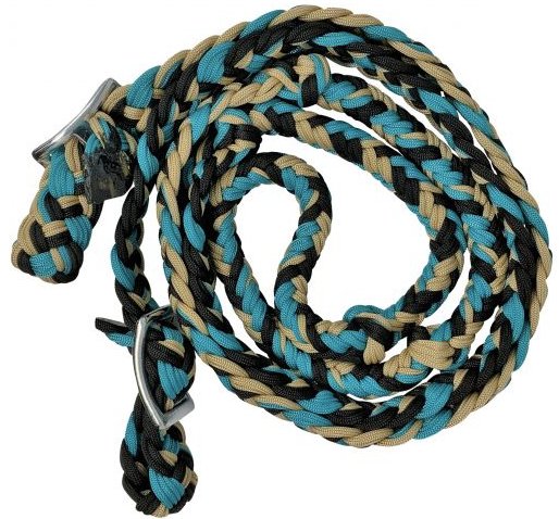 Showman Braided nylon barrel reins with easy grip knots