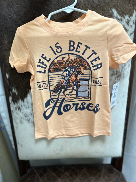 Girls Toddler Fast Horses Western Tee