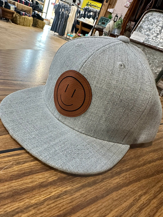 Youth Smiley Face Leather Patch Hat