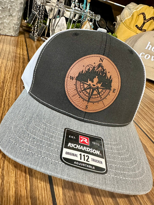 Compass Leather Patch Trucker Hat