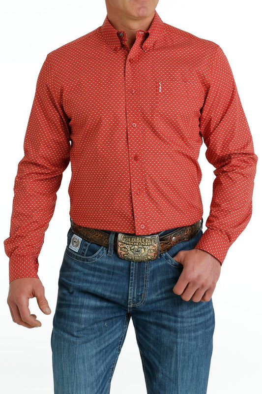Men's Modern Fit Plaid Button Down - Red
