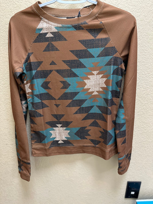 Women's Modern Raglan Brown Long Sleeve