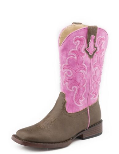 Girls’ Pink/Brown Square Toe Boots