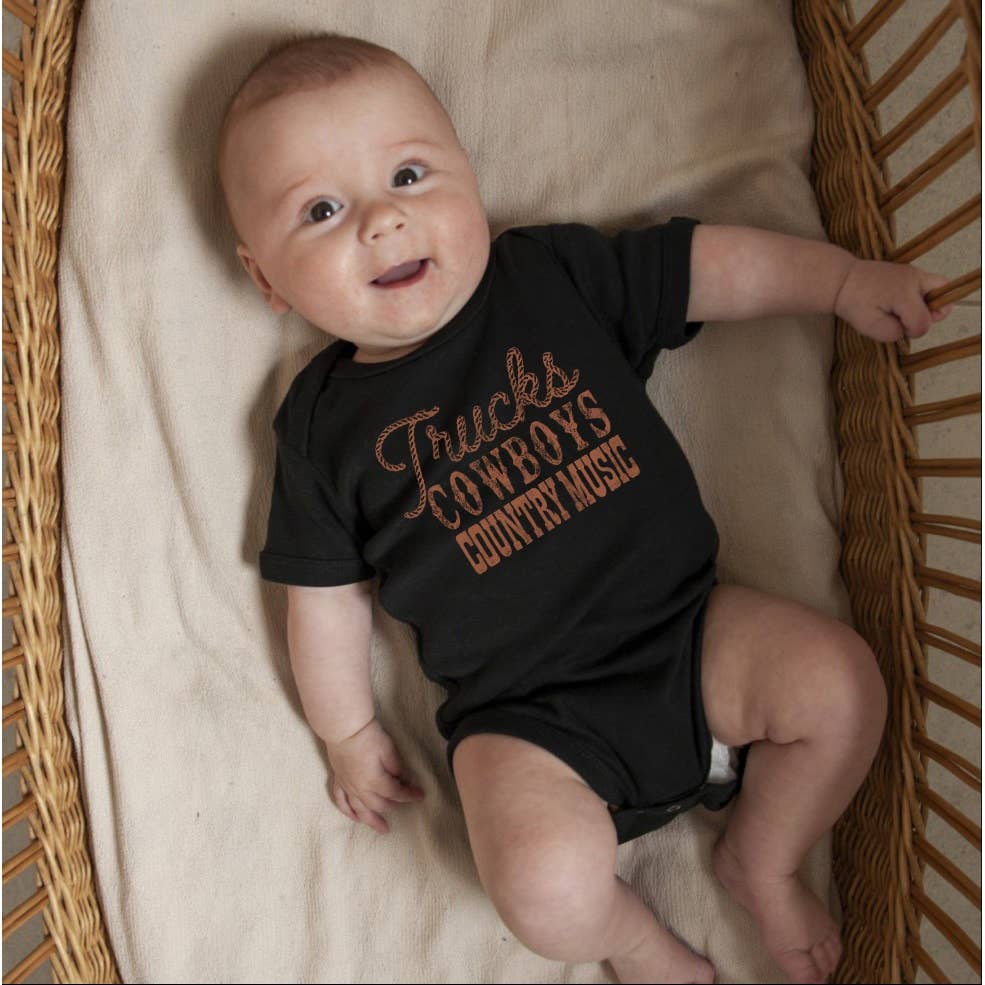 Trucks Cowboys Country Music Graphic Onesie