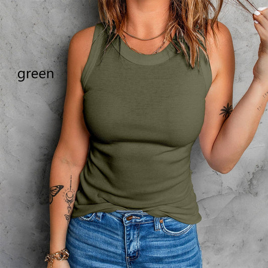 Sleeveless Basic Cami Tank Top - Green