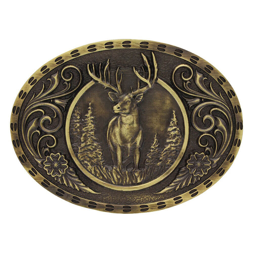 Montana Silversmiths - Heritage Outdoor Series Wild Stag Carved Belt Buckle