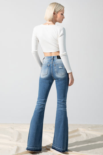 Miss Me - Not So Fray High Rise Flare Jeans