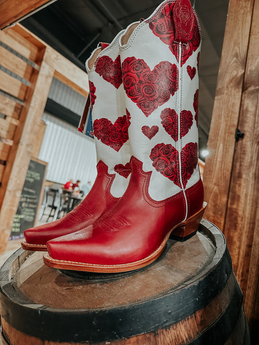 13" Stepping' Out Boots in Cherry Red/White