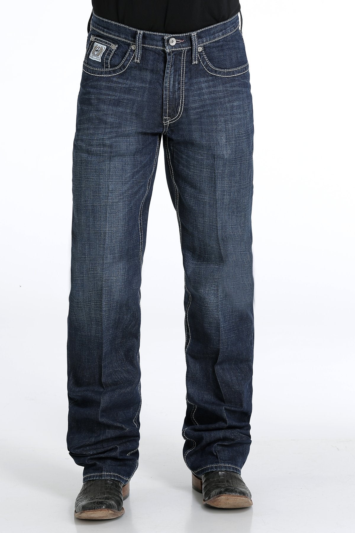 Men's Relaxed Fit White Label Performance Denim Dark Stonewash