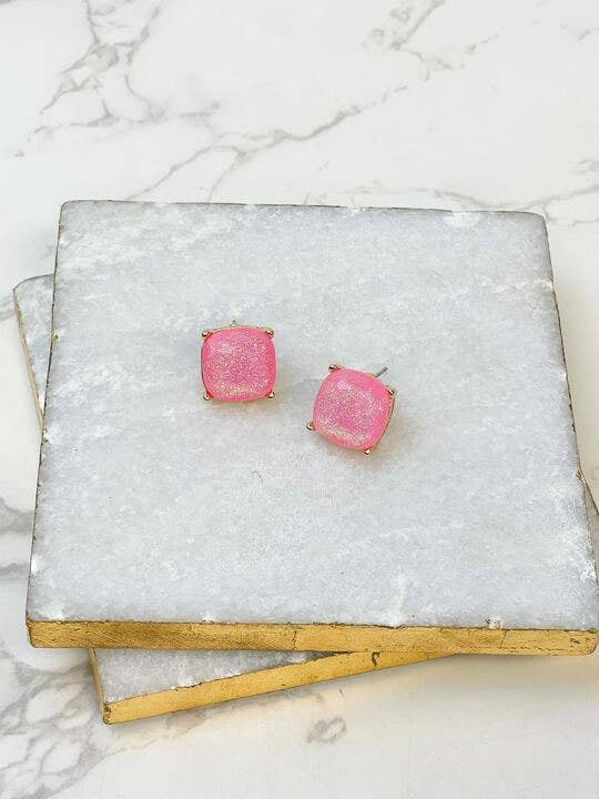 Glittery Glass Crystal Stud Earrings