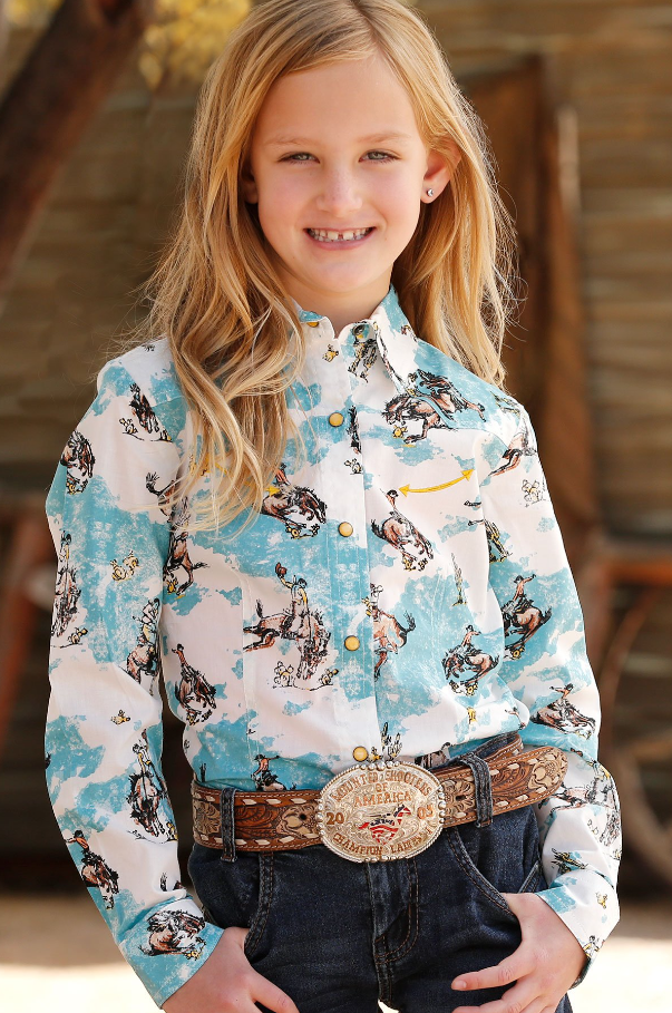 Girl's Cowgirl Print Western Shirt